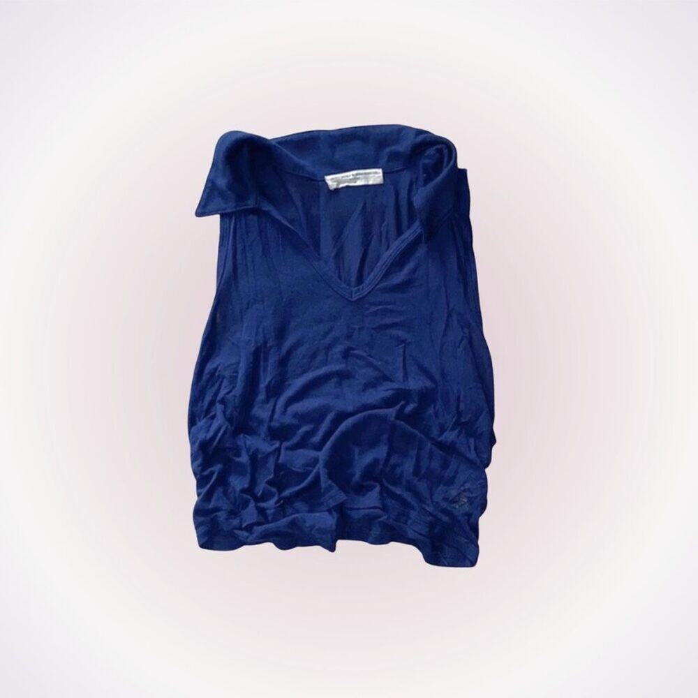 Project Social T PST navy blue collared crop tank top | Sz M